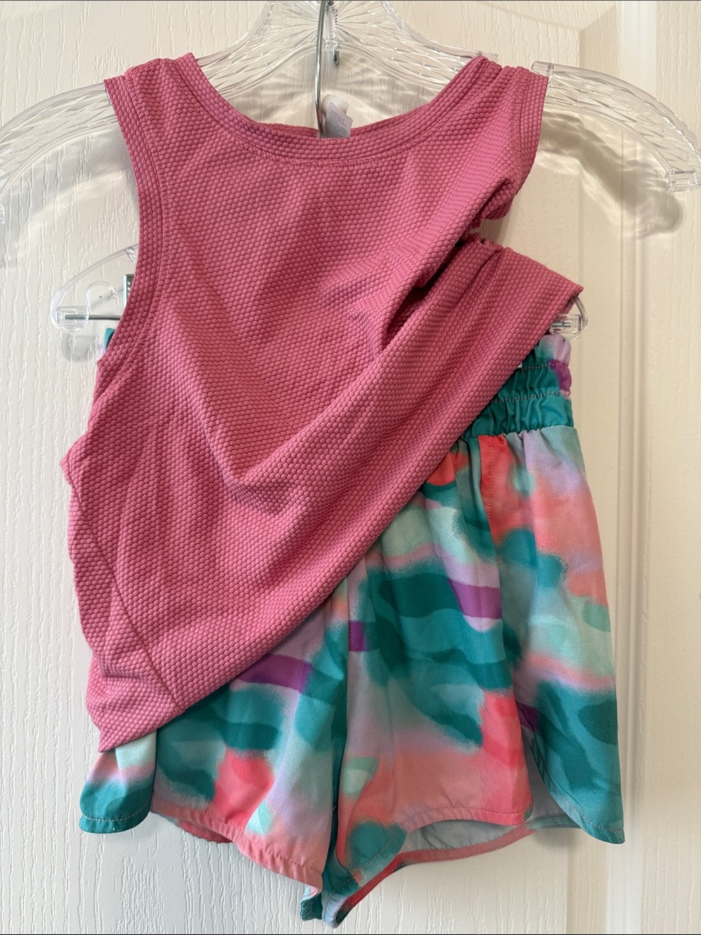 Zella Girl Pink Tank with Multicolor Aqua-Pink Printed Shorts